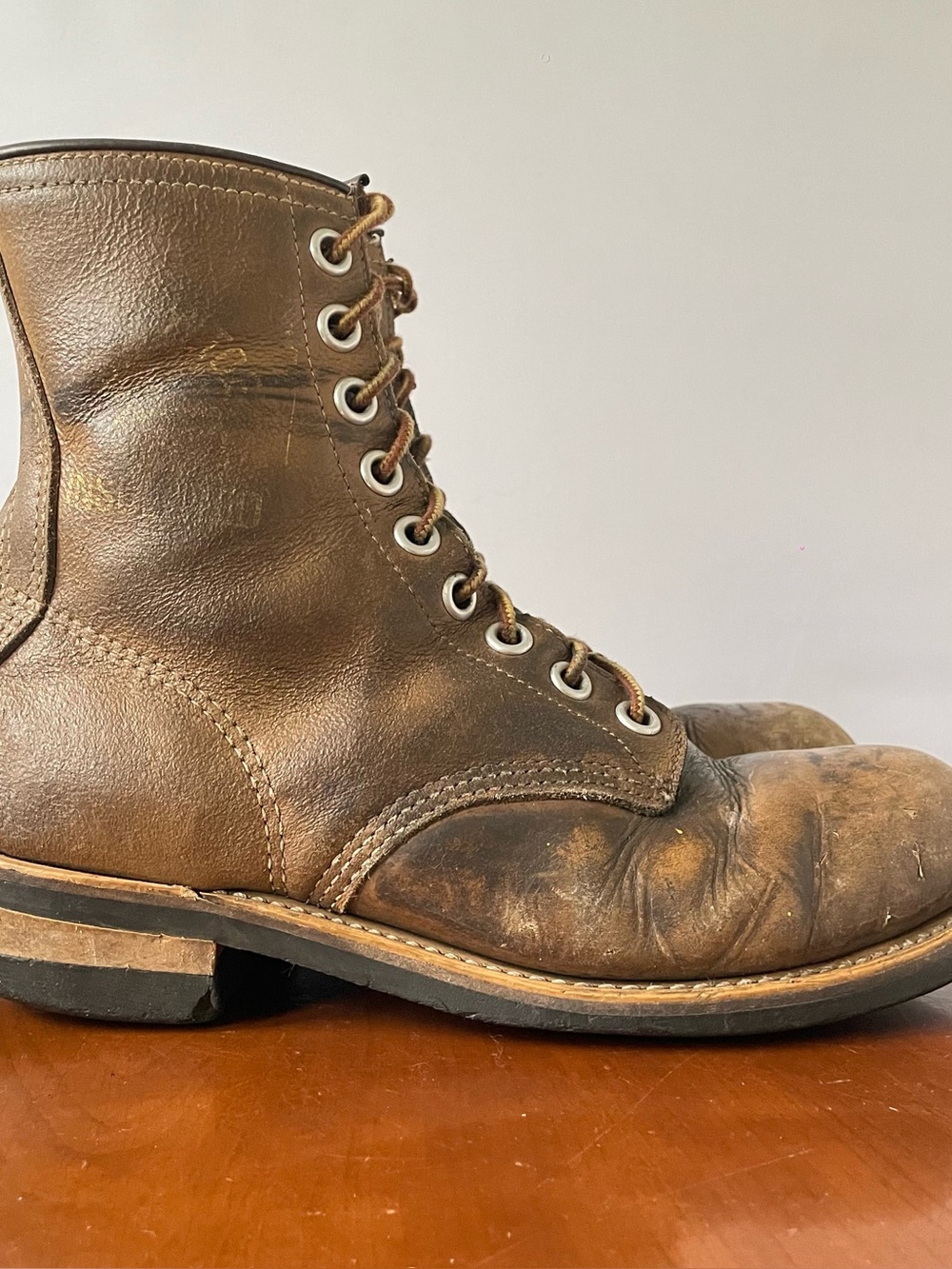 Vintage Brown Leather Men’s Work Boots | US 9E